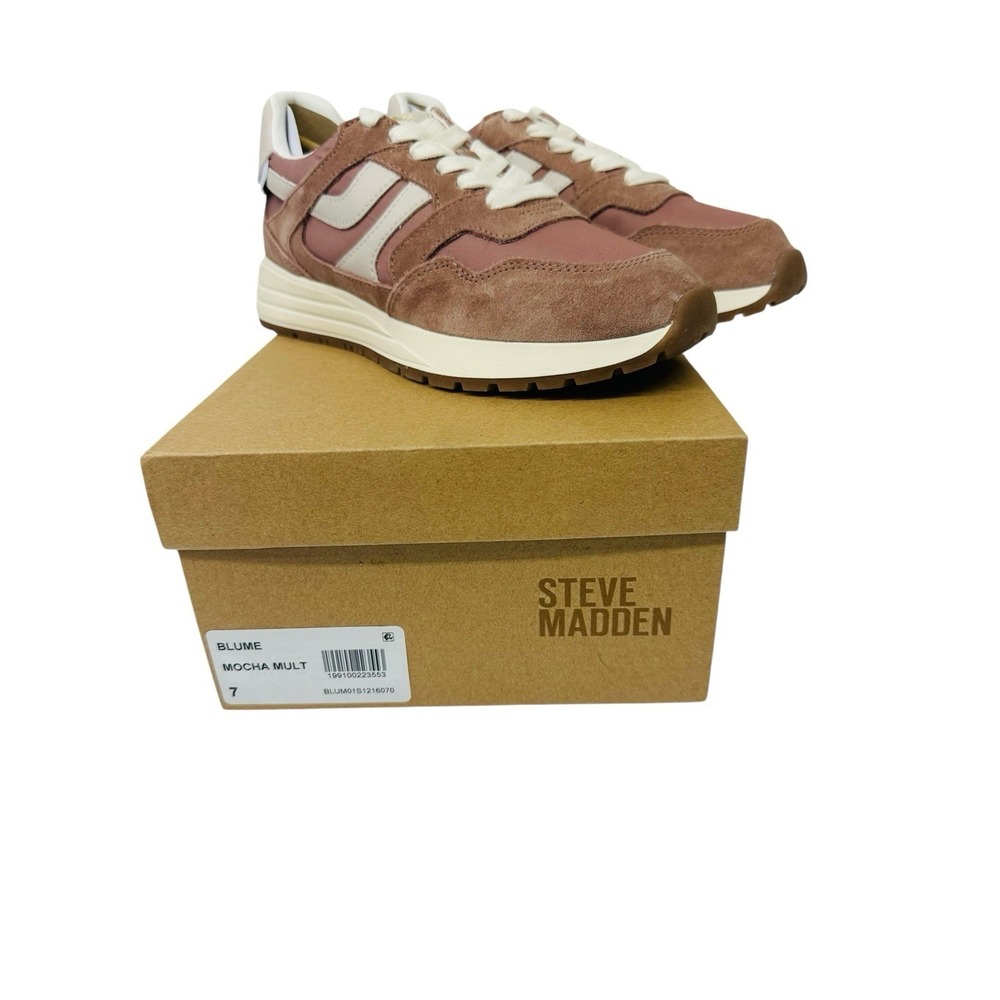 Steve Madden Women's Blume Mixed Media Sneaker‎ Mocha Mult Size 7M NWB - Picture 4 of 6